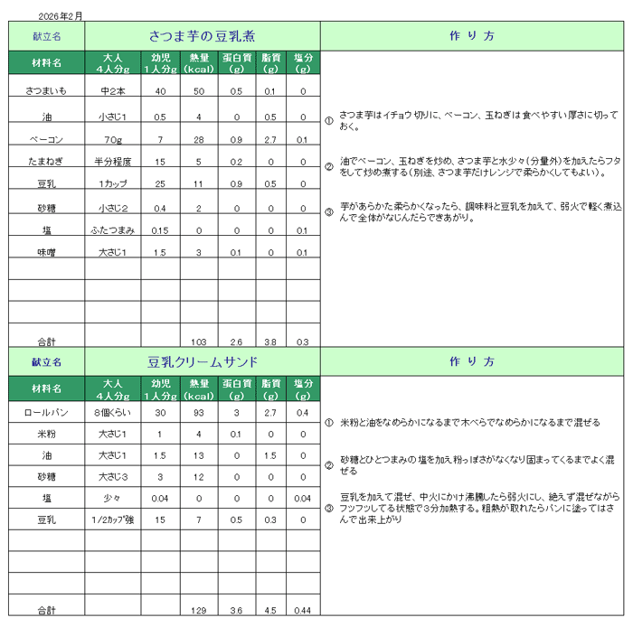 今月の人気メニュー